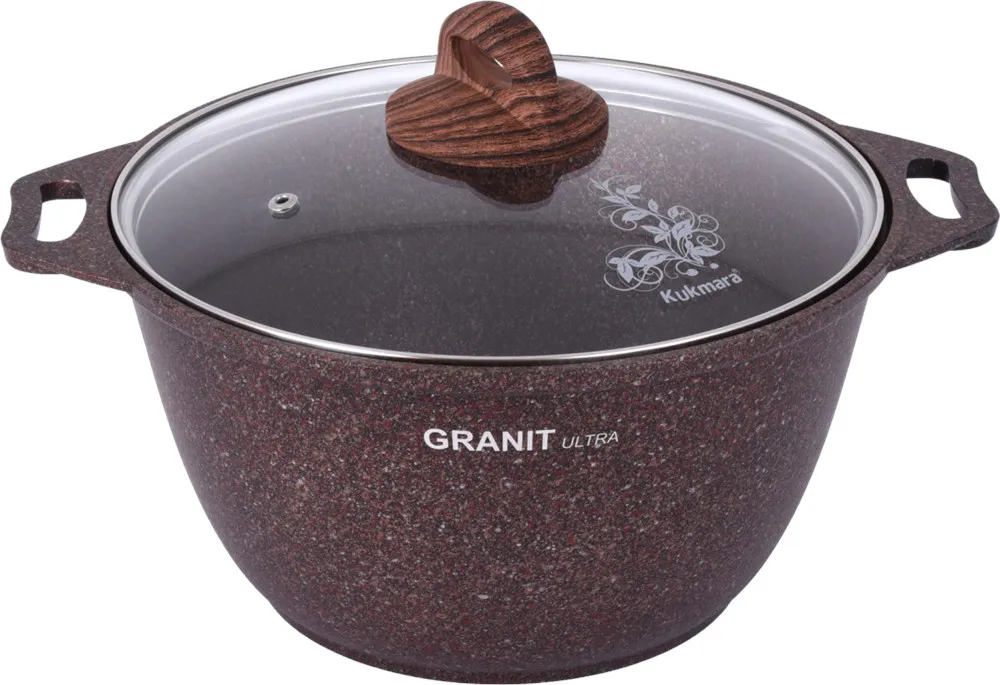 Кастрюля 4л со стекл. крышкой, АП линия "Granit ultra" (Red)