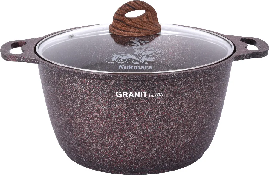 Кастрюля 6л со стекл. крышкой, АП линия "Granit ultra" (Red)