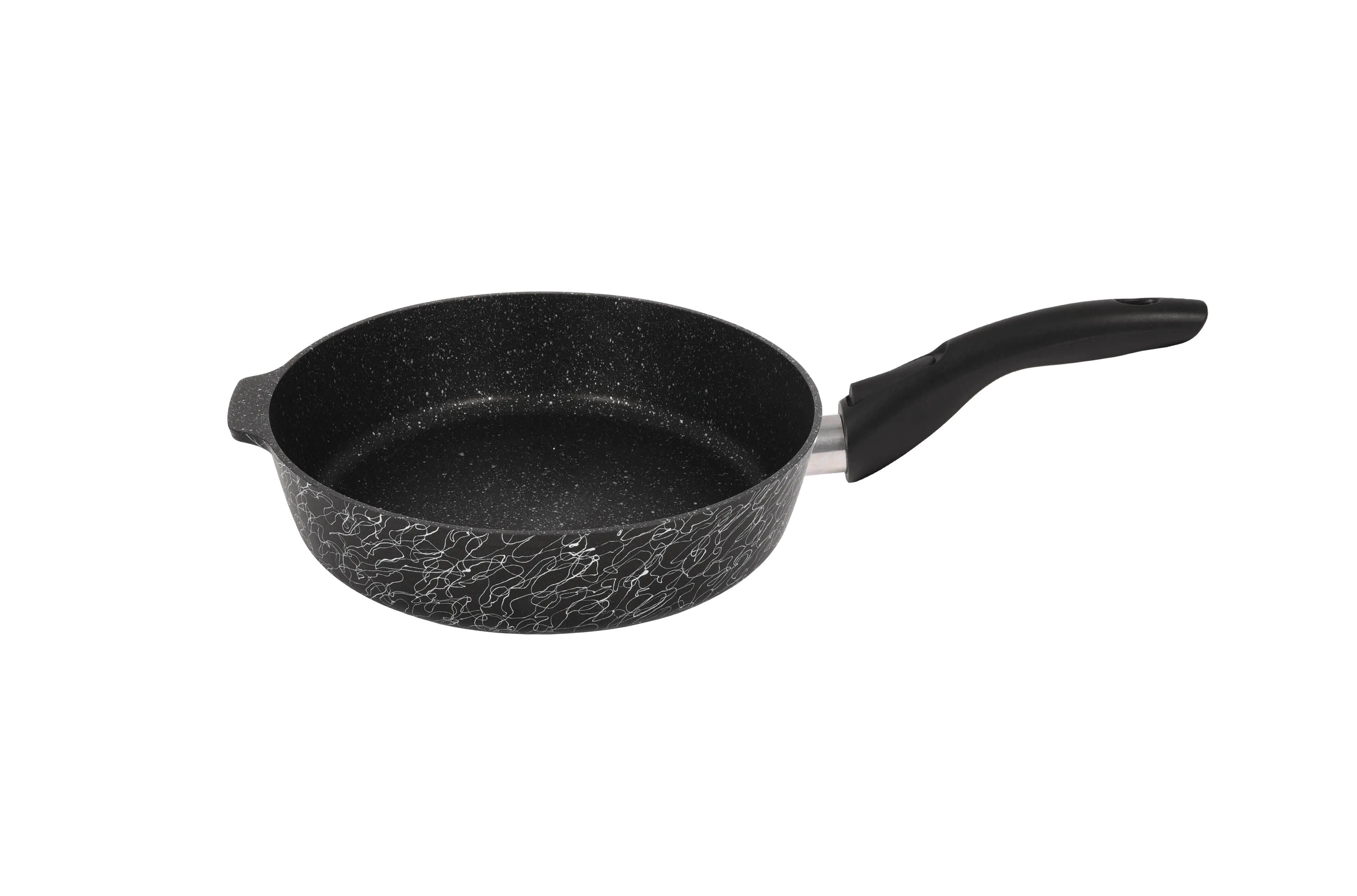 сгчс222а Сковорода 22 см со съёмной ручкой, со стеклянной крышкой Грация (черный серебро) 2 пнг 